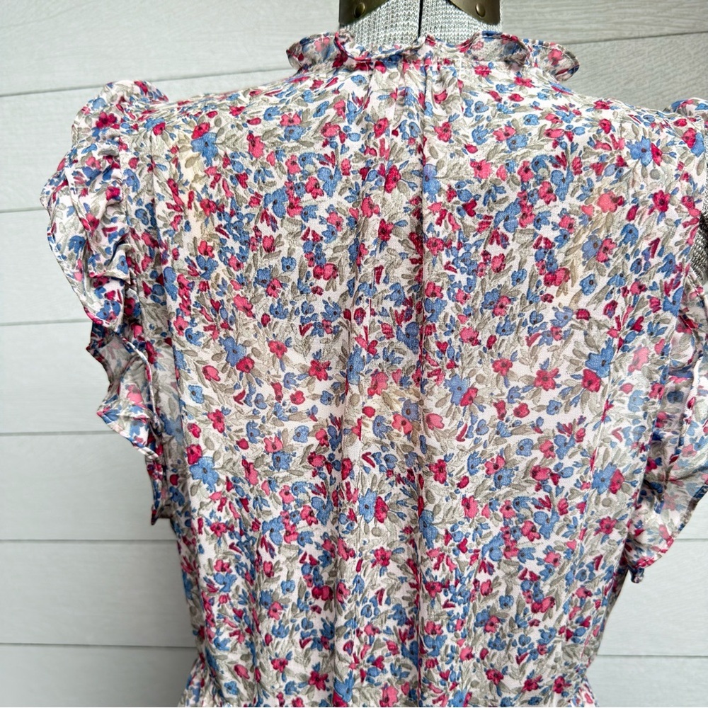 BB Dakota Ditsy Floral Ruffle Cap Sleeve Tiered Maxi Dress M | Prairie Boho - Picture 6 of 11